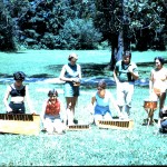 Lori (in red shirt) playing soprano glockenspiel